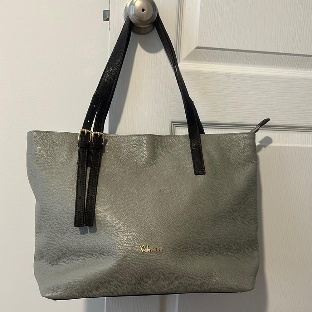 Valentina Gray and Dark Brown Tote Bag with Structured Design